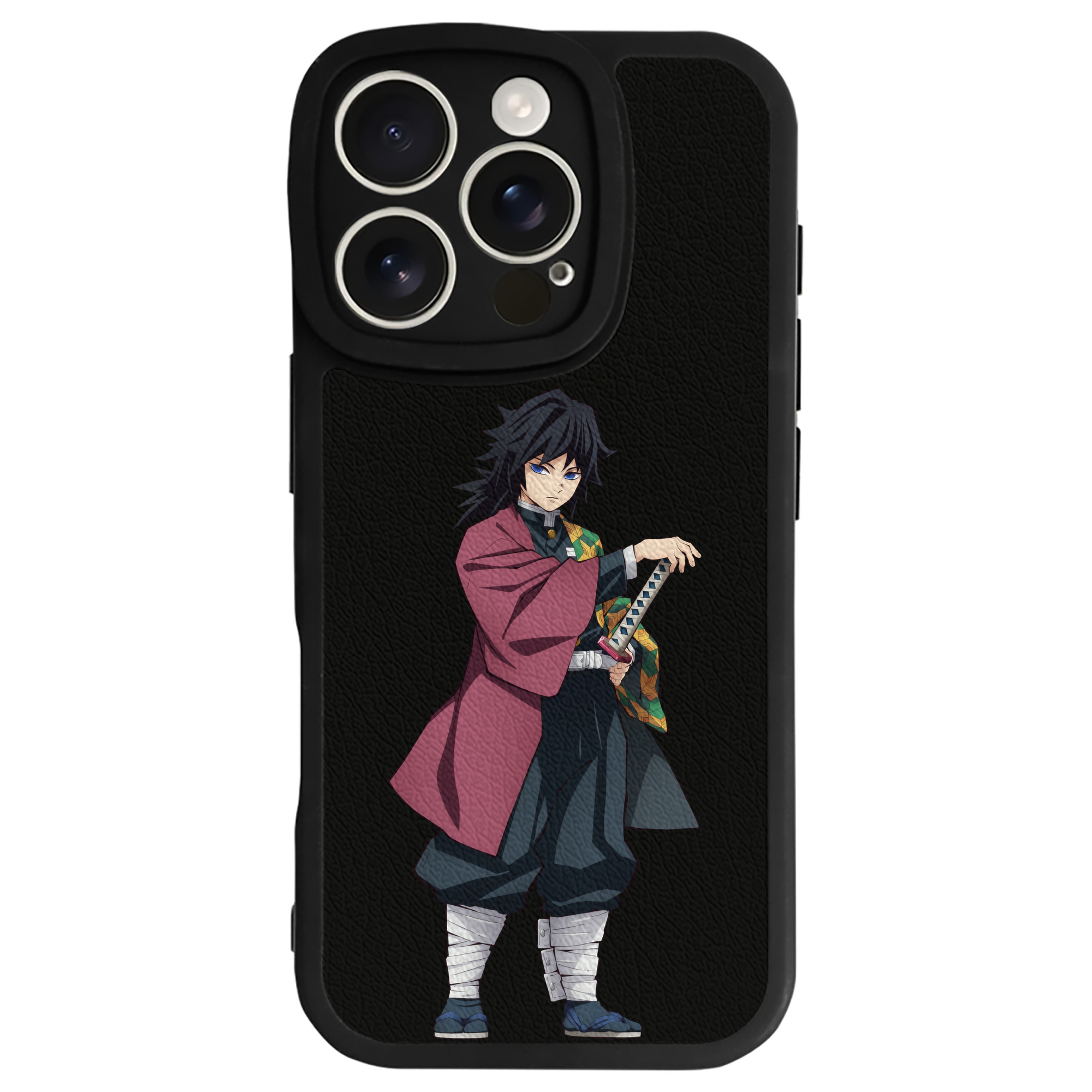 （画像用） 鬼滅の刃（きめつのやいば）水柱-冨岡 義勇／とみおか ぎゆう Tomioka Giyuu 【iPhone 16シリーズ対応】シリコンスマホケース（レザー調） 材質：シリコン